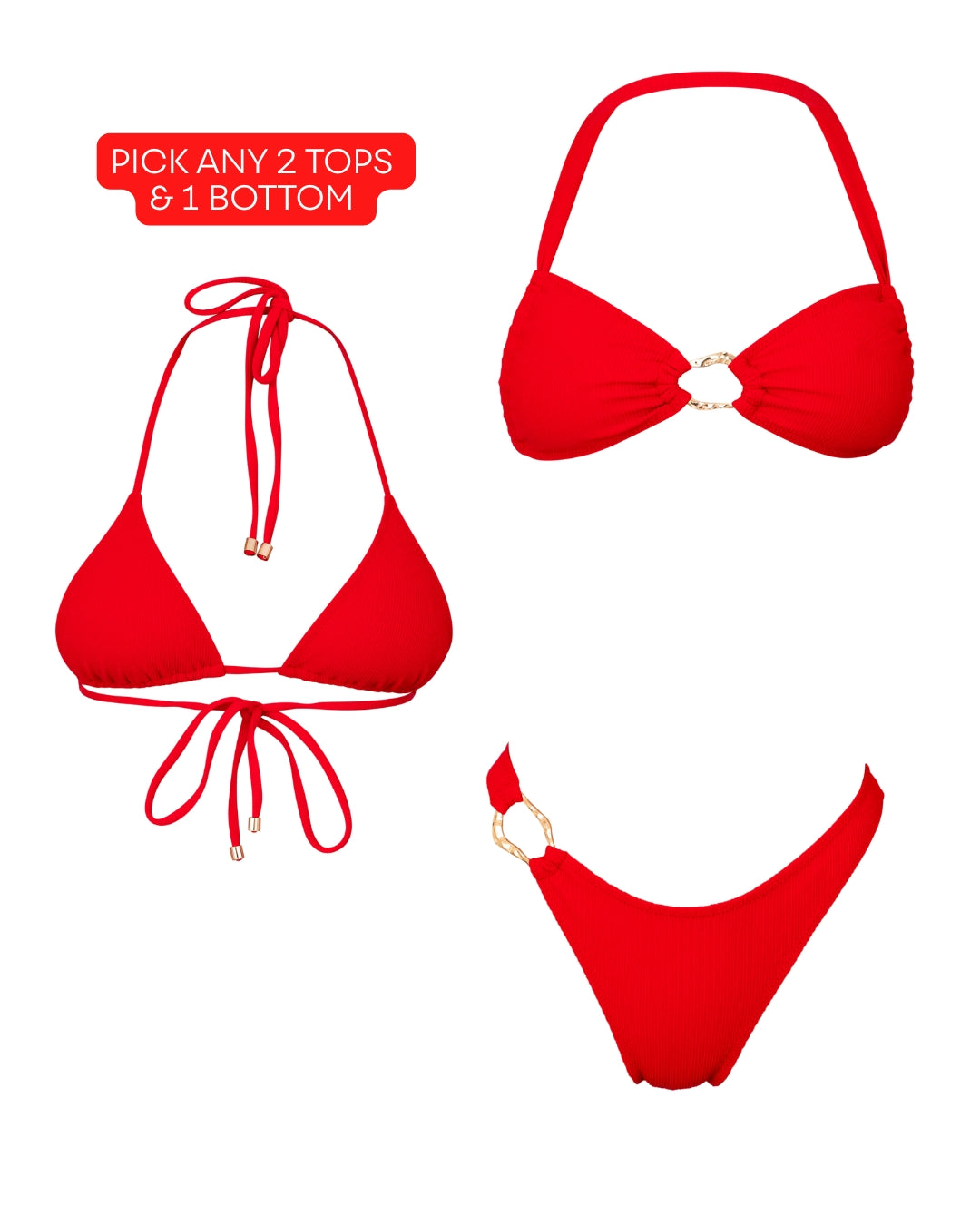 2 Tops & 1 Bottom (Red)
